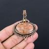 Orange Aventurine Gemstone Pure Copper Wire Wrapped Handmade Pendant Jewelry For Her