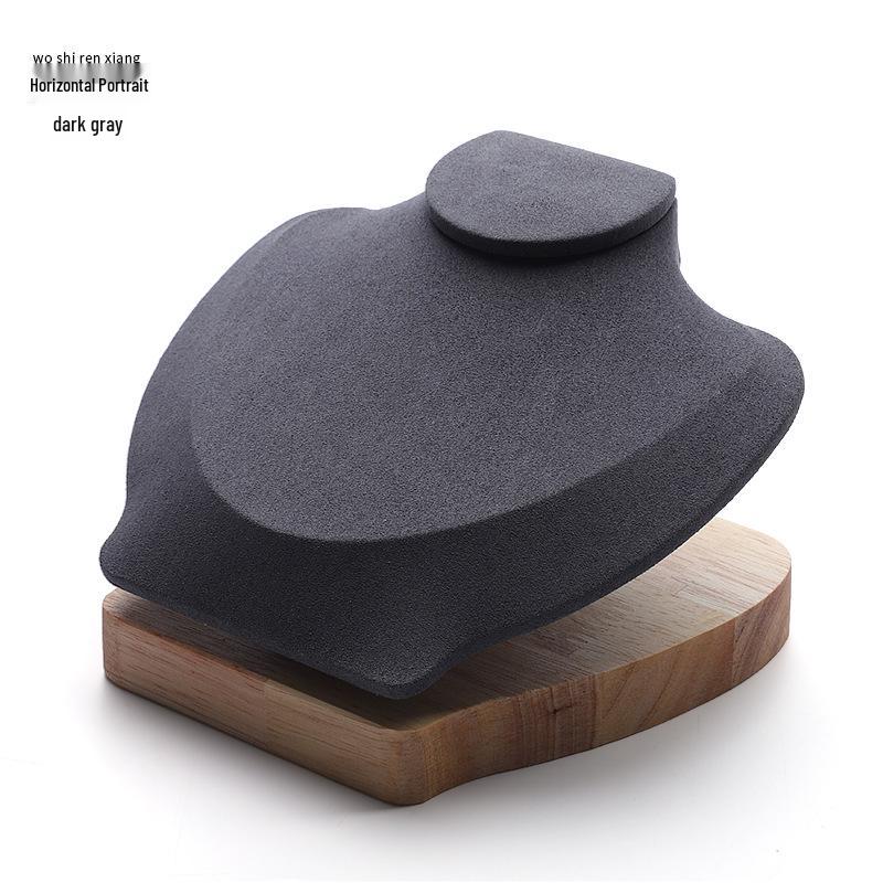 Digu Solid Wood & Microfiber Horizontal Bust Necklace Display Stand