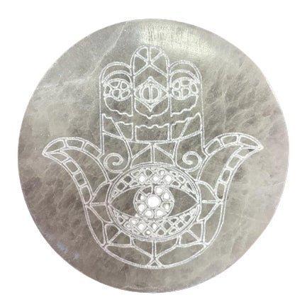 Selenite Charging Plate Hamsa 10cm