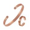 Vinterly Magnetic Pure Copper Jewelry-Set Adjustable Bracelets Ring Magnet Resizable Health Jewelry Sets Open Cuff Soft Matel