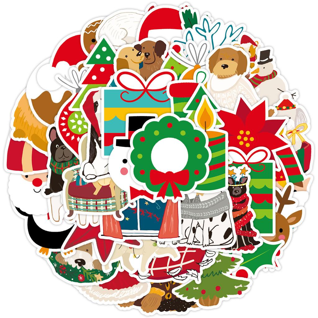 50 Weihnachts-Doodle-Aufkleber Koffer Auto Notizbuch Kühlschrank Wasserbecher Wasserdichte Dekorative Aufkleber