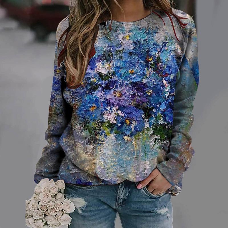 Summer Flower 3D Printed Sportswear for Women's Casual Long Sleeved Clothing