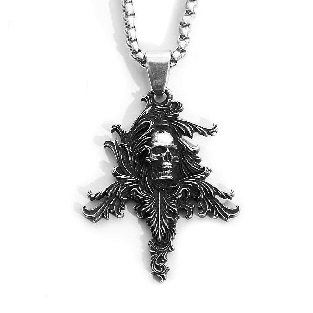 Gotische Hip Hop Totenkopf Anhänger Halsketten Für Männer Edelstahl Punk Mode Skelett Halskette Halloween Schmuck Geschenke Großhandel