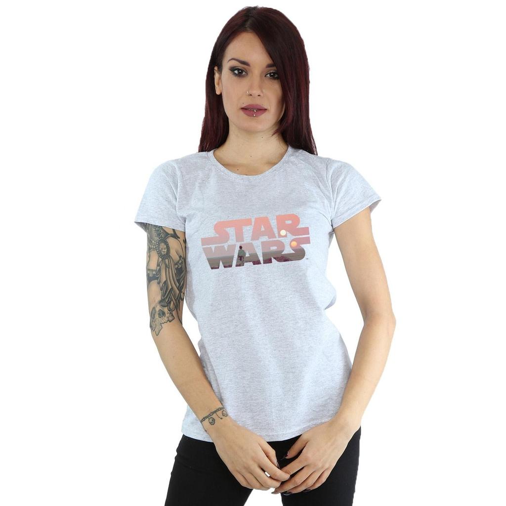 STAR WARS Damen/Damen Tatooine Logo Baumwoll-T-Shirt