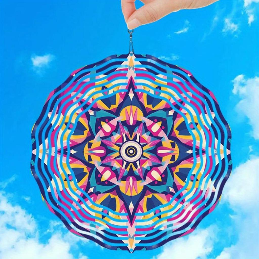 3D Metal Wind Spinner - Vibrant Mandala Art Garden Decor | Outdoor Wind Chime for Patio, Yard | No Electricity Kinetic