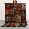 Vintage Geometryczny Wzór Przytulny Koc, Retro Boho Sztuka Sofa Łóżko Ciepły Owinąć na Drzemkę, Dekoracja na Każdą Porę Roku Prezent