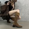 Boots New Women's Shoes Boots Western Vintage 2025 Denim Over the Knee Boots Pile Long Heel Knight Autumn Winter
