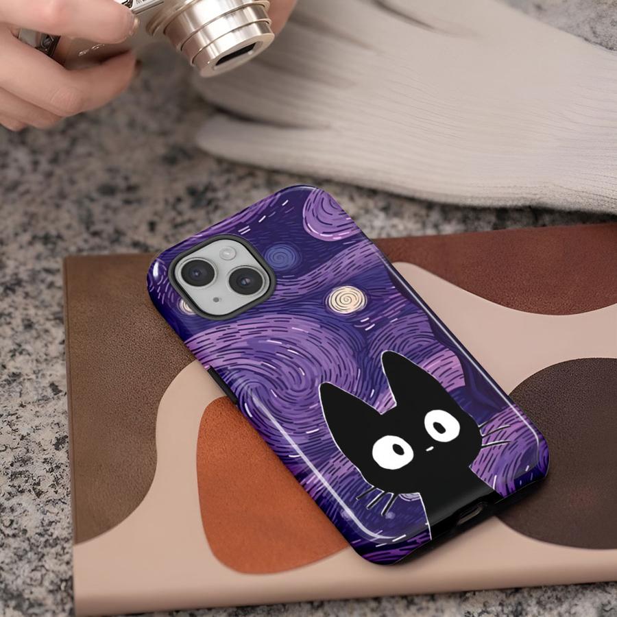 

Van Gogh Fashion Black Cat Soft Cover Capa Phone Case for Apple iPhone 17 15 16 16e 12 Air 11 Plus 14 Pro Max XS XR 13 iPhone XS Max
