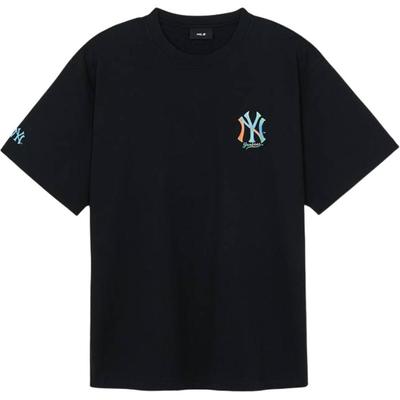 T-shirt Casual Larga a Maniche Corte Unisex MLB New York Yankees Etichetta Posteriore Sfumata 3ATSB0754-50BKS