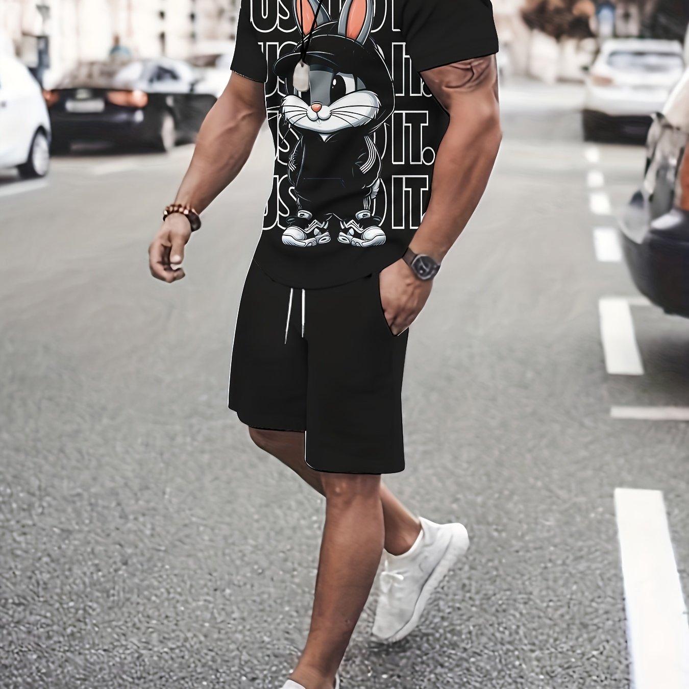 

Мужской комплект повседневной одежды, серый и белый, полиэстер, машинная стирка, круглый вырез, напечатанный, повседневный комплект XXL