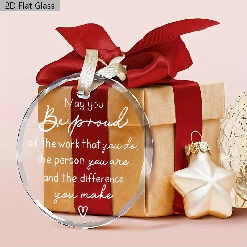 1pc Employee Appreciation Gifts for Women Men, Boss Day Thanksgiving Day Christmas Glass Ornament