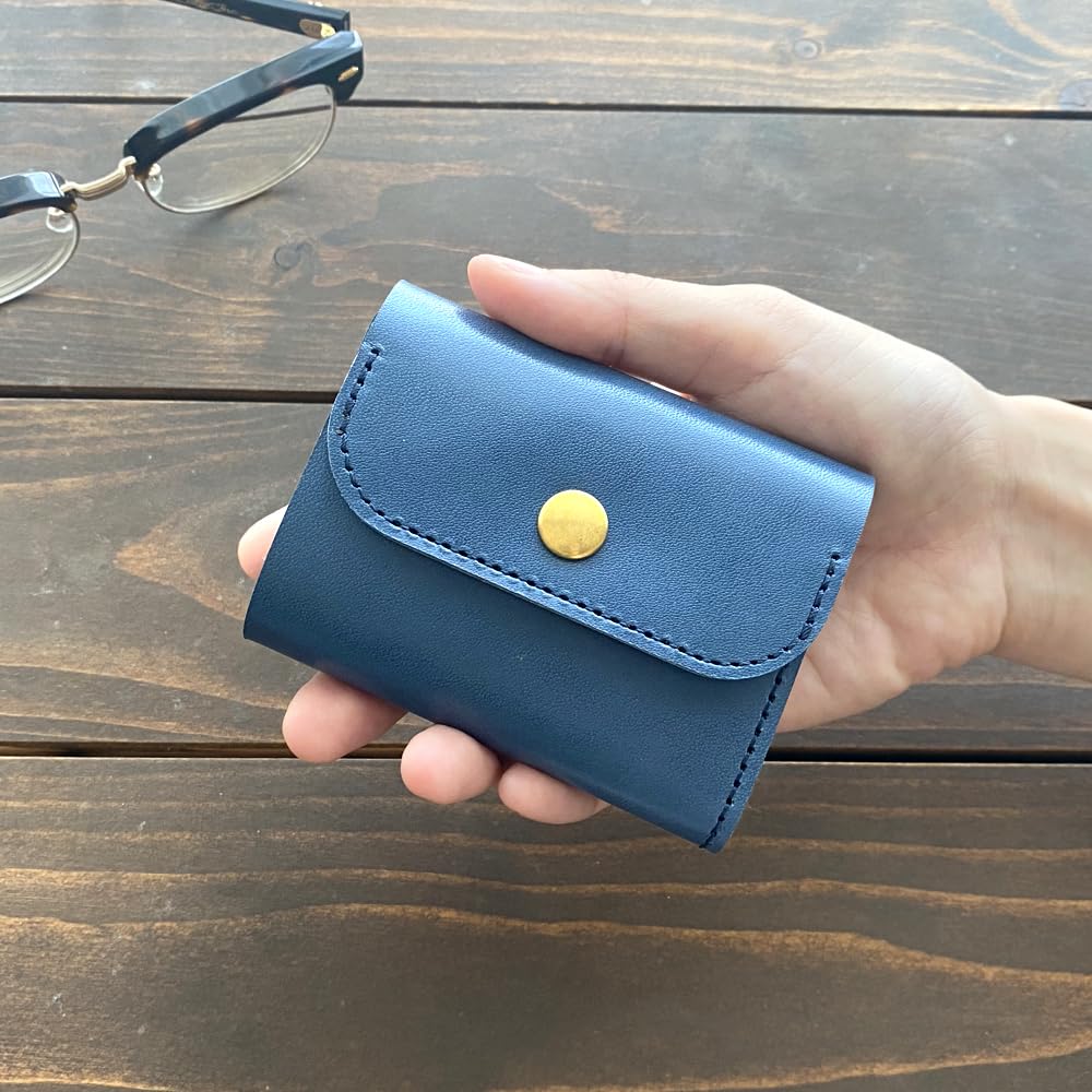 In Wallet Trifold Coin Purse Mini Wallet Small Thin Compact Small Card Holder Tochigi Leather Genuine Leather Leather M002NV [Made Japan] Men's