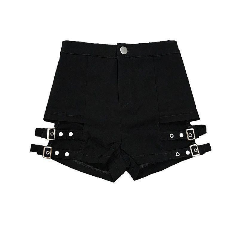 

Women s High Waist Black Punk Dance Shorts L чёрный