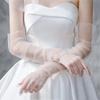 Dámské ultra tylové rukavice síťované průsvitné celoprstové loketní dlouhé rukavice vintage rukavice proti slunci svatební nevěsta šaty palčáky