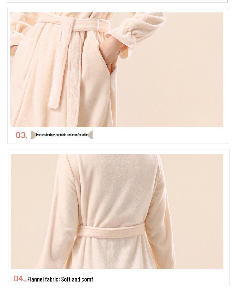 Damen Flanell Bademantel in Übergröße - Warm, Sexy, Mittellang, Homewear für Herbst & Winter