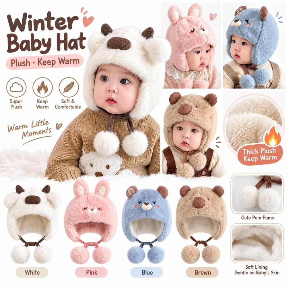 Plush Winter Baby Hat Cartoon Animal Ear Protection Cap Cute Beanie Cap for Children