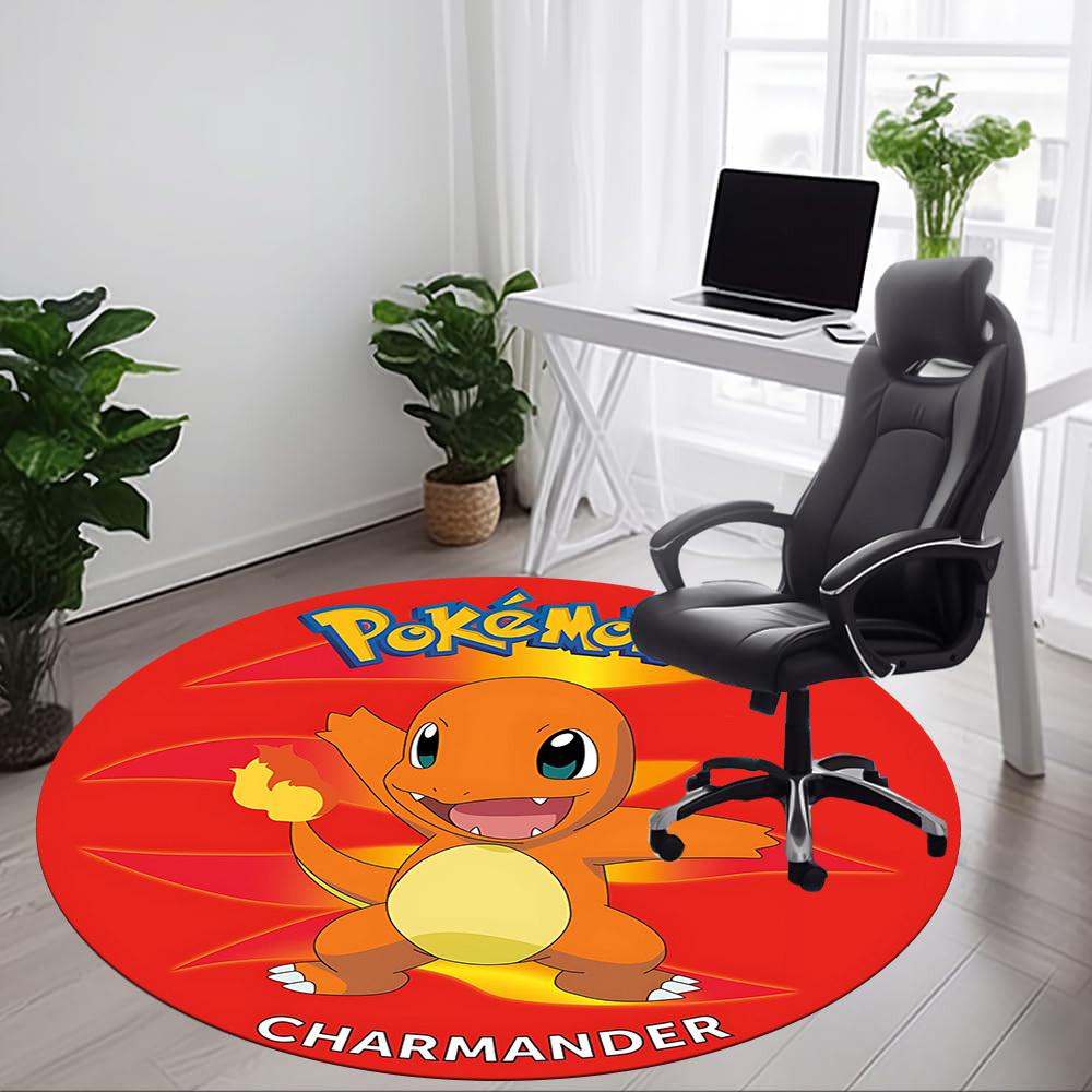 1pc Pokemon Charmander Office Round Area Rug, Indoor Mat Suitable For Office, Under Office Chairs Bedroom Living Room Home Decor, Room Deco