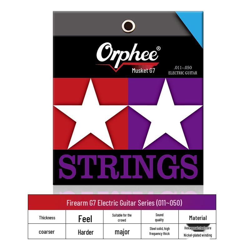 Orphee Electric Guitar Strings Fire Gun G Series, Rustproof Double Coating, Set of Strings