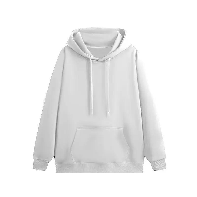 Loose Fit Men's Hoodie Sweatshirt Pure Color Fleece Lined Hooded Jacket Basic Style Autumn Winter New Arrival Casual Top