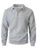 2026 Men's Heavyweight Textured Lapel Zip Polo Sweatshirt for Spring/Autumn