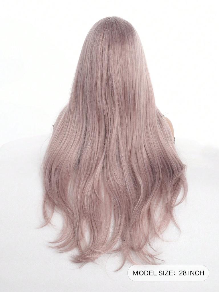 Damernas Vardagliga Cosplay Fest Musikfestival Micro Roll Grå Rosa 28tum Semester Långt Hår Använder En Naturlig Mjuk Syntetisk Lockig Peruk