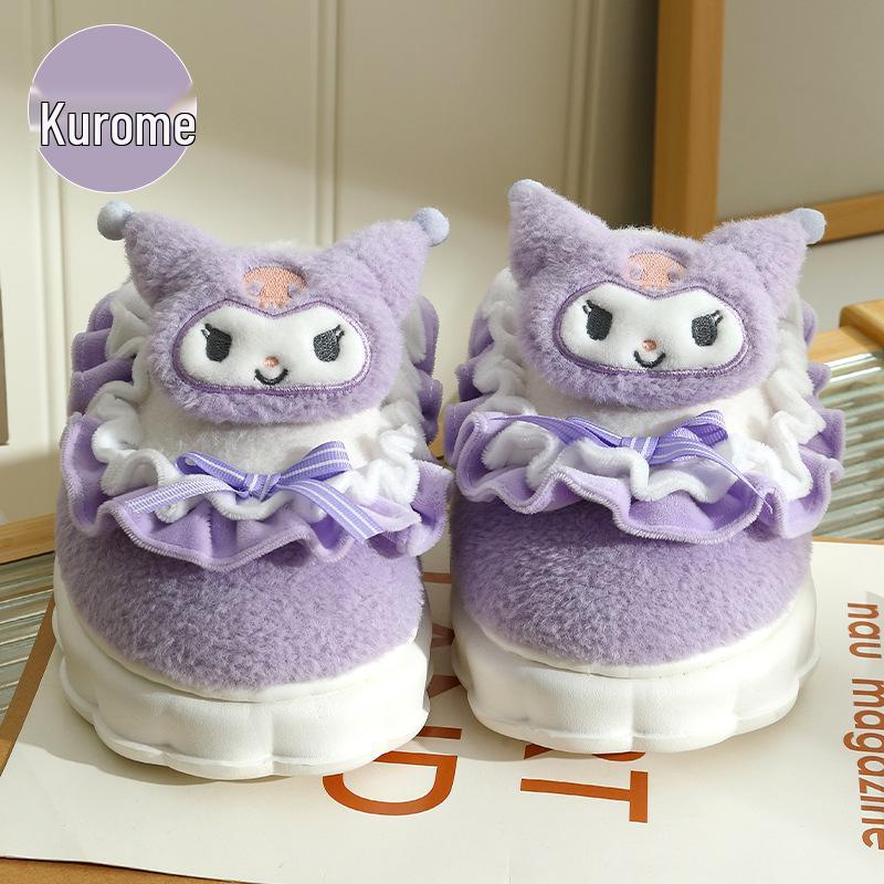 

Плюшеві бавовняні капці Kuromi для жінок - Милі, теплі, пухнасті зимові капці 36-37