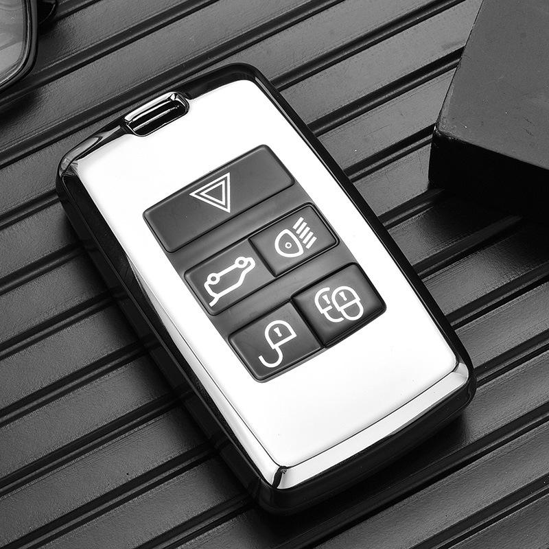 

Совместимый чехол для ключа для Land Rover: Range Rover Sport, Evoque, Discovery 5, Defender - Защитный чехол с пряжкой OPP Bag серебряный