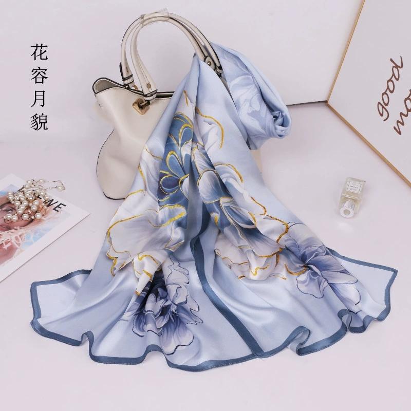 Chinese Ethnic Flower Style 100% Silk Scarves Shawls Long Silk Scarf 170*52Cm