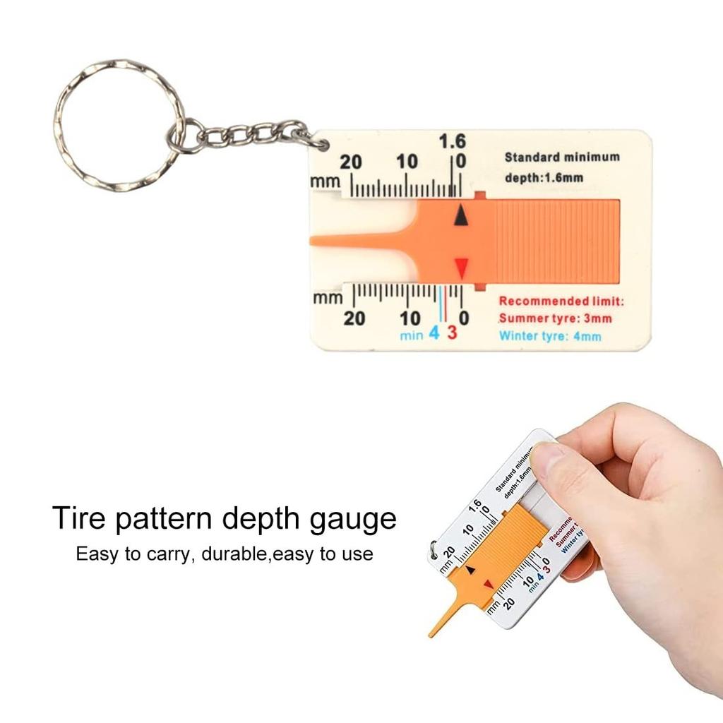 4Pcs Plastic Tire Tread Depth Gauge Plastic Portable Measuring Tread Depth Gauge Digital for Motorcycle Vehicle Car 0-20 Mm