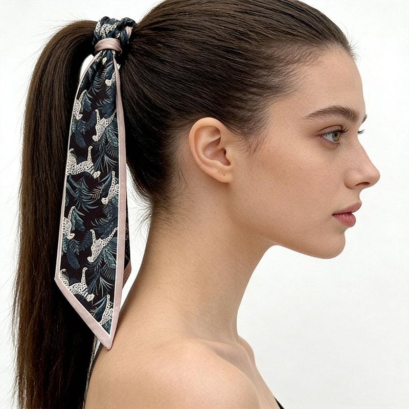 1Pc Silk Scarf Versatile Long Gift Ponytail Ribbon Temperament Bag Straps Soft Printed