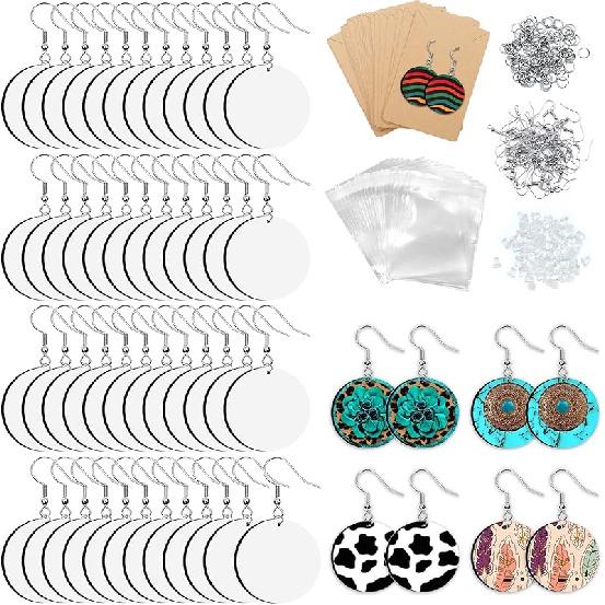 ZOCONE 60 Pcs Sublimation Earrings Blank Bulk, Sublimation Printing Earrings Unfinished Rectangular Heat Transfer Earring Pendant with Earring Hooks