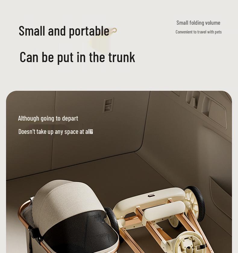 Lightweight Foldable Pet Stroller for Small Dogs & Cats