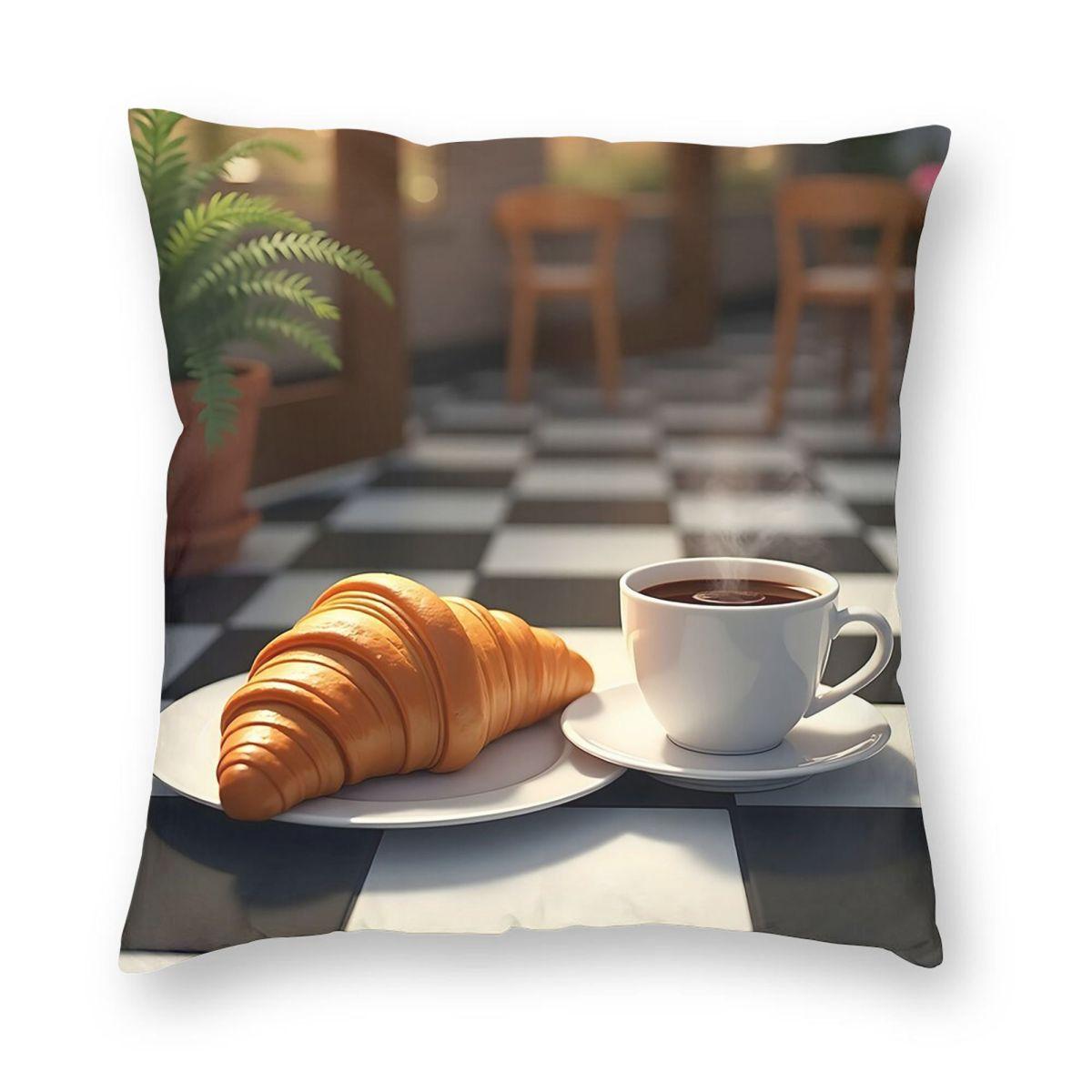 Круассан Акварельный Постер Квадратная Наволочка Чехол для Подушки Подушка Декоративная Подушка для Дома Спальни Автомобиля 12x12Inch