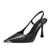 Summer Women Heels Sandals Red Pointed Slingback Sandals Shoes Green Black Purple Kitten Heels Party Prom Ladies Stilettos