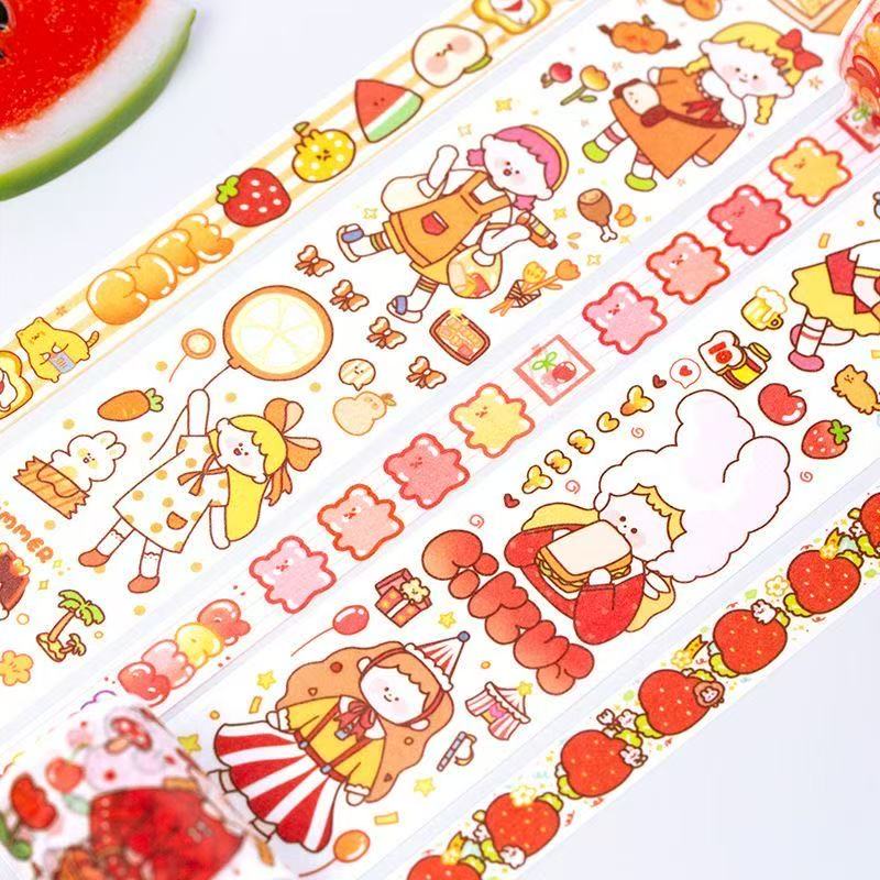 Talking Leisure Set Qiqi Cute Girl Heart and Hand Series Sticker Tape Cartoon Character Hand Painted Daily Material Decoration