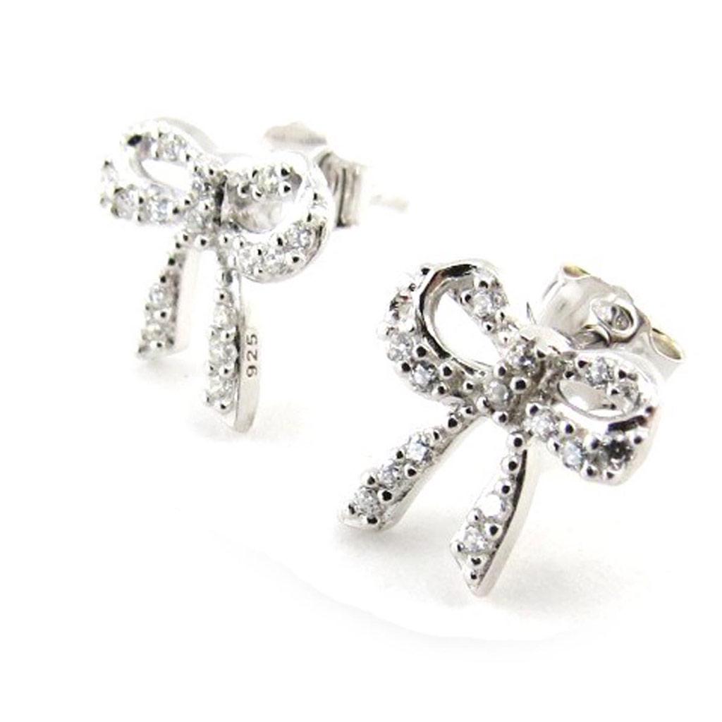 Les Trésors De Lily [J3117] - White 'Romantic Knot' Silver Earrings