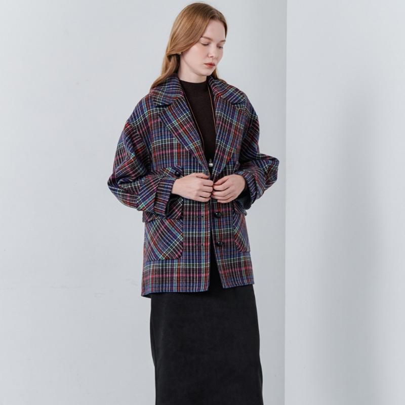 Maxza Multi Check Half Handmade Coat Cc10hc307on