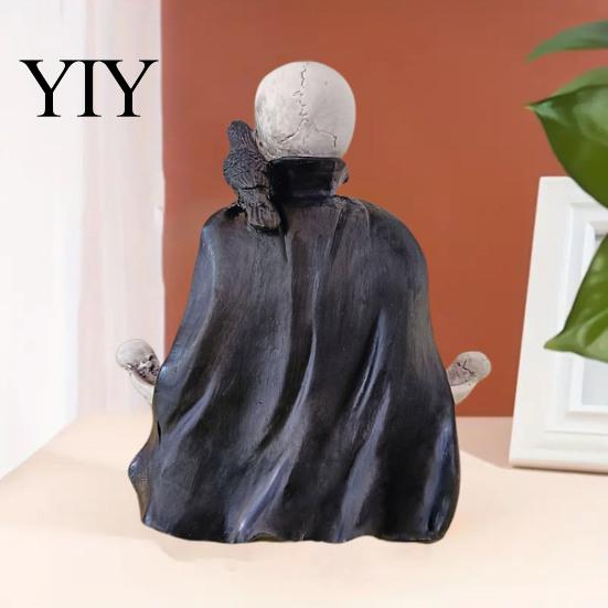 Gothic Home Decor Halloween Skeleton Decorative Tray, Storage Tray with Black Cape Red Spooky Table Centerpiece Bow, Multifunctional Desktop Organizer