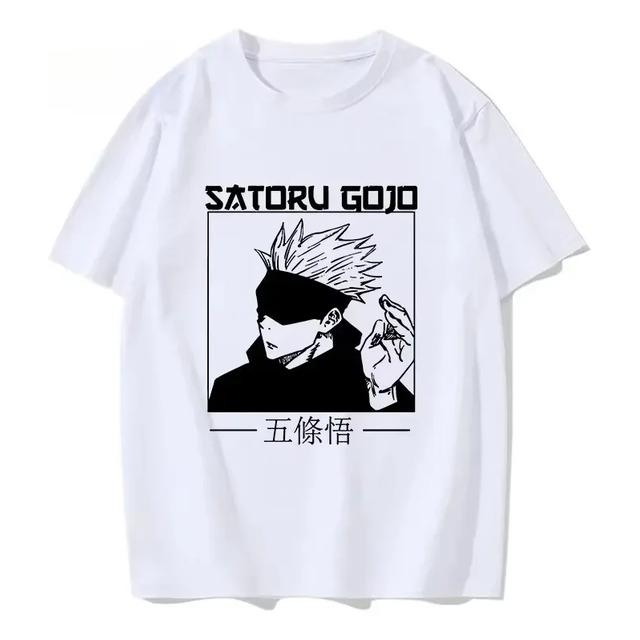 Camiseta Estampada Satoru Gojo Anime Manga En Blanco Y Negro S