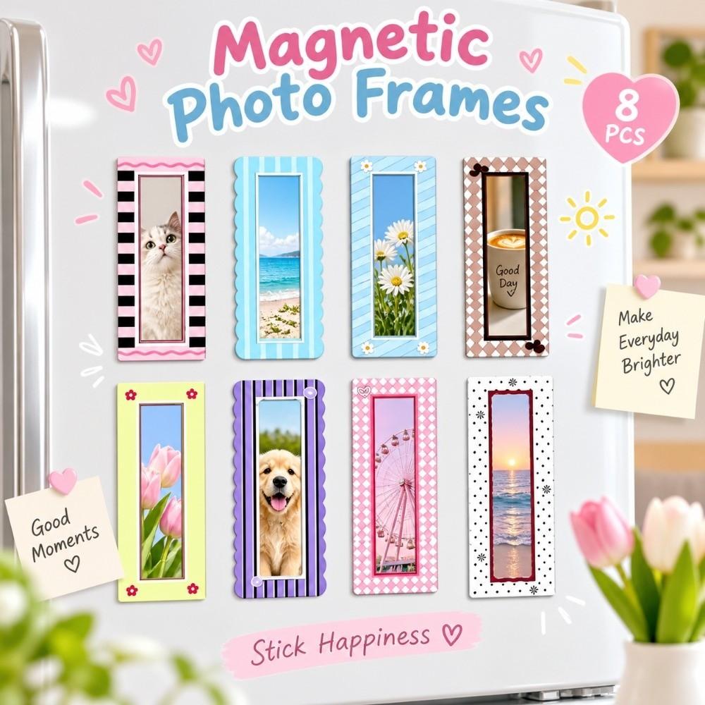 Clear Display Window Magnetic Photo Frame Full Magnetic Backing Desk Picture Holder Office