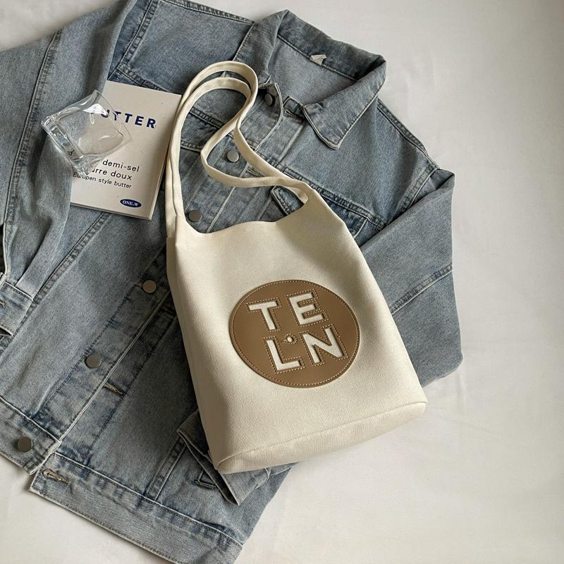 Color Block Shoulder Bag Large Capacity Women's Letter Tote Bag Student Class Underarm Bag