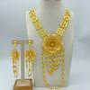 UAE Copper Alloy 24K Gold Necklace Flower Grid Women's Set Jewelry
