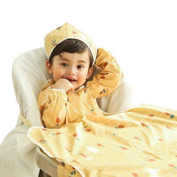 Babyclaw vattentät haklapp för barnmat med lång ärm och dragkedja, morotsgul, 1 st, 1 st