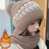Women's Winter Warm All-in-One Knitted Hat Scarf Comfortable Windproof Elastic Cycling Earmuffs Warm Hat Outdoor Ski Bonnet Hat