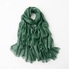 Women's Silk Scarf: Pure Color Long Headscarf with Gold and Silver Threads