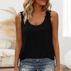 Canotta da donna senza maniche con scollo rotondo e bordo smerlato, casual, vestibilità larga, camicia leggera