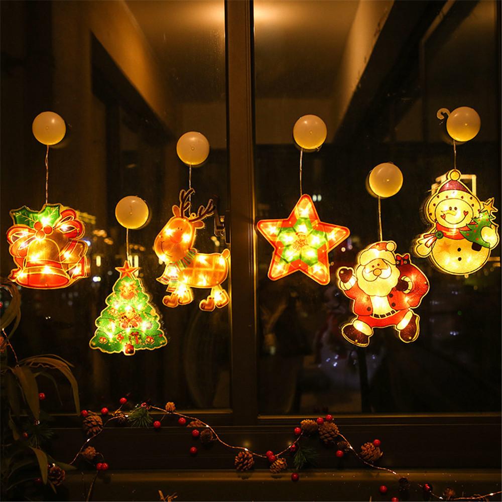 1Pcs Christmas Lamp Window Hanging Lamp Christmas Decorative Lamp Shop Window Room Decoration LED Sucker Light Small Colored Lamp