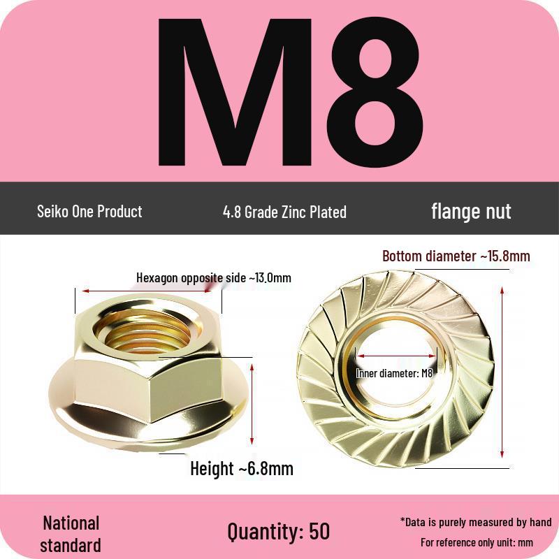 Electroplated Galvanized Anti-Slip Hex Flange Nut with Tooth Washer, M3-M16