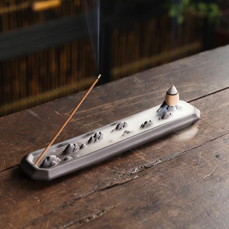 Purple Sand Backflow Incense Burner Incense Tray Creative Lotus Leaf Thread Incense Holder Incense Tray