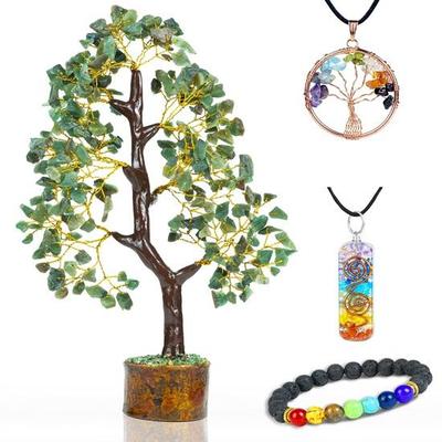 Grüner Aventurin-Kristallbaum, viel Glück, Schaustück, Heimdekoration, handgefertigte Edelstein-Baumkristall-Geschenke, Steinbaumkristalle, Dekoration, Geschenkartikel